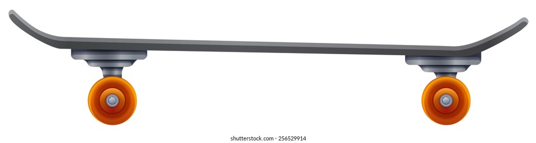 Skateboard with an orange roller on a white background