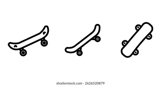 skateboard outline or line icon design bundle.