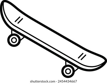 Skateboard Outline set icon Collection. Figure ice skating shoes. Vector Illustration.