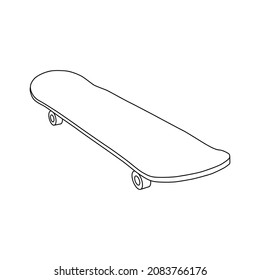 Esquemas de patinaje. Una tabla de patinaje es un dispositivo especial que consiste en una tarjeta de sonido y ruedas para montar y hacer varios trucos. Ilustración vectorial aislada en un fondo blanco.