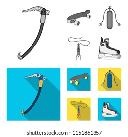 Skateboard, oxygen tank for diving, jumping, hockey skate.Extreme sport set collection icons in monochrome,flat style vector symbol stock illustration web.