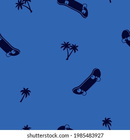 Skateboard and palm seamless pattern vector print. Fun t-shirt design.Vector illustration design for fashion fabrics, textile graphics, print.