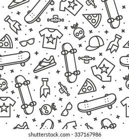 Skateboard Pattern On White Background