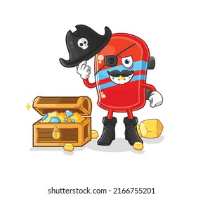 the skateboard pirate with treasure mascot. cartoon vector