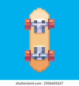 skateboard pixel art, vector illustration on isolated background.