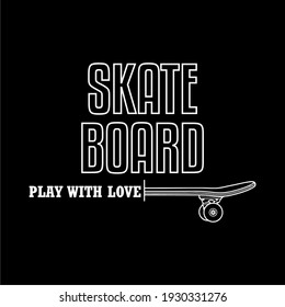 JUEGO DE SKATEBOARD CON AMOR, DISEÑO DE VECTORES, IMPRESIÓN BLANCA, PARA DISEÑO DE CAMISETAS EN T, APAREL.