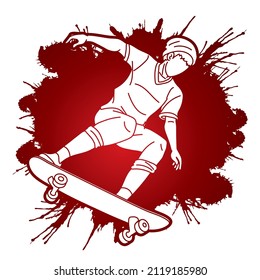 Skateboard Player Action Skateboarder Cartoon Graphic Vector	