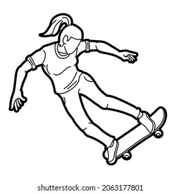 Skateboard Player Extreme Sport Skateboarder Action Caricature Image vectorielle graphique