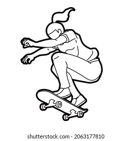 Skateboard Player Extreme Sport Skateboarder Action Caricature Image vectorielle graphique