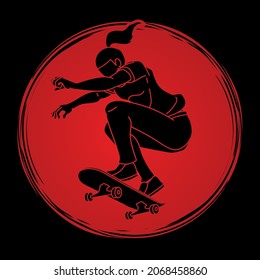 Skateboard Player Extreme Sport Skateboarder Action Cartoon Graphic Vector