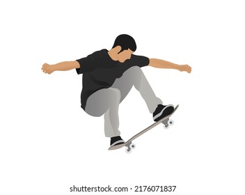 skateboard player man high vector