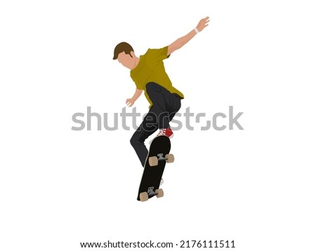 skateboard player man high vector