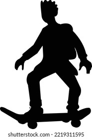 Skateboard player sihouette vector art and illustration