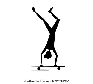 skateboard player silhouette cartoon illustration