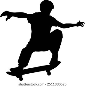 Skateboard player silhouette illustration. People posing while skateboarding.