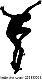 Skateboard player silhouette illustration. People posing while skateboarding.