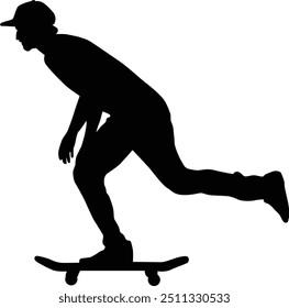 Skateboard player silhouette illustration. People posing while skateboarding.