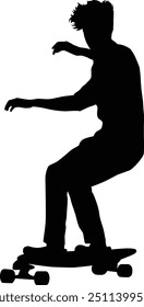 Skateboard player silhouette illustration. People posing while skateboarding.