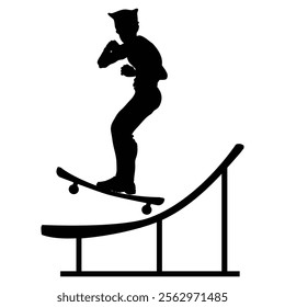 Skateboard Player Silhouette Performing Tricks in Motion