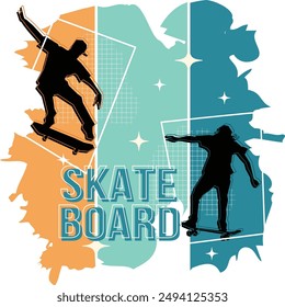 skateboard player with urban style colorful background