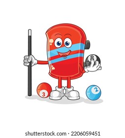 the skateboard plays billiard character. cartoon mascot vector