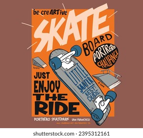 skateboard poster illustratiıon for graphic design