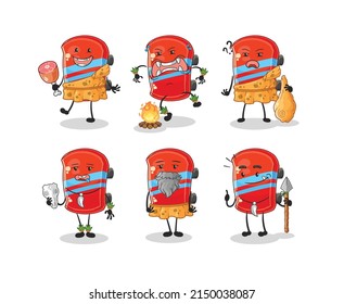 the skateboard primitive man group character. mascot vector