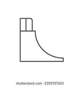 Skateboard quarter pipe line icon
