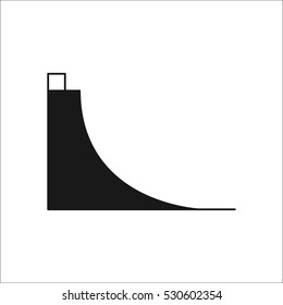 Skateboard quarter pipe symbol sign silhouette icon on background