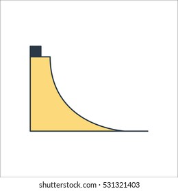 Skateboard quarter pipe symbol sign flat icon on background