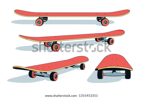 スケートボードのリアルな3dカートーン ベクターイラスト のベクター画像素材 ロイヤリティフリー