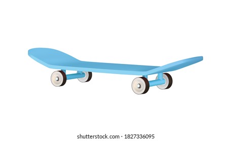 Skateboard realistic. Skateboarding 3d object isolated on white background. Vector illustration