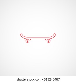 Skateboard Red Line Icon On White Background
