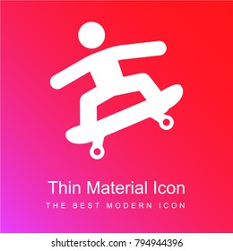 Skateboard red and pink gradient material white icon minimal design