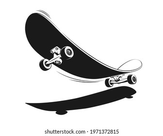 Skateboard in retro style vintage print. 3D Skate in stamp style. Vector illustration.