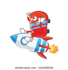 the skateboard ride a rocket cartoon mascot vector
