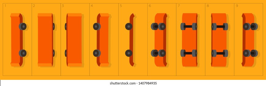 Skateboard Rotate Animation. Sequence Sprite Sheet