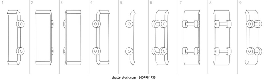 Skateboard Rotate Animation. Sequence Sprite Sheet