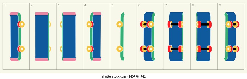 Skateboard Rotate Animation. Sequence Sprite Sheet