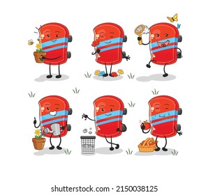 the skateboard save the earth group. cartoon mascot