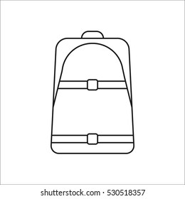 Skateboard School bag or backpack symbol sign line icon on background