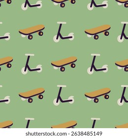 Skateboard and Scooter Repeat Pattern