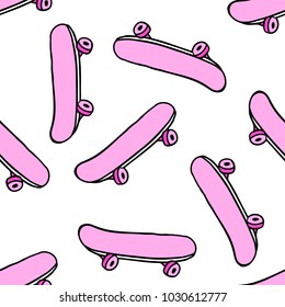 skateboard seamless doodle pattern
