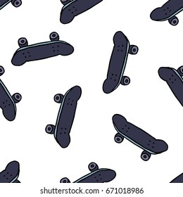 skateboard seamless doodle pattern
