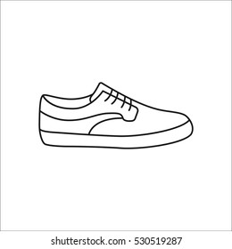 Skateboard shoe or sneaker symbol sign line icon on background