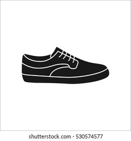Skateboard shoe or sneaker symbol sign silhouette icon on background