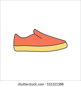 Skateboard shoe or sneaker symbol sign flat icon on background