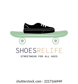 skateboard and shoes vector logo eps