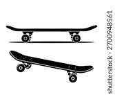 Skateboard silhouettes vector icons. classic and angled view.