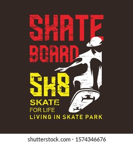 Skateboard sk8 graphic t-shirt design, typography design, banner and design illustration